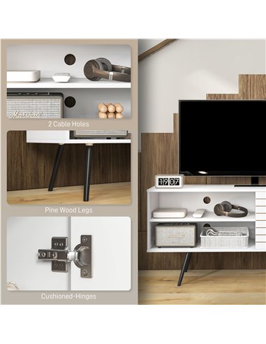 HOMCOM TV Stand Cabinet for 65 Inch TVs, TV Unit with Open Shelves, Soft-close Door & Cable Holes, Entertainment for Living Room
