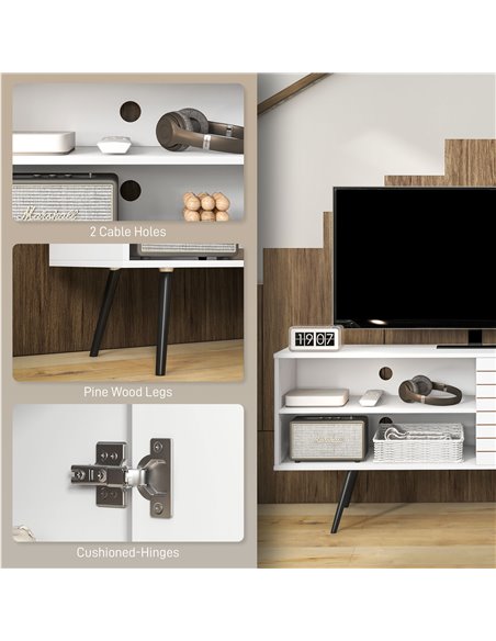 HOMCOM TV Stand Cabinet for 65 Inch TVs, TV Unit with Open Shelves, Soft-close Door & Cable Holes, Entertainment for Living Room - pic 86173 | FastDaddyshop