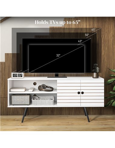 HOMCOM TV Stand Cabinet for 65 Inch TVs, TV Unit with Open Shelves, Soft-close Door & Cable Holes, Entertainment for Living Room
