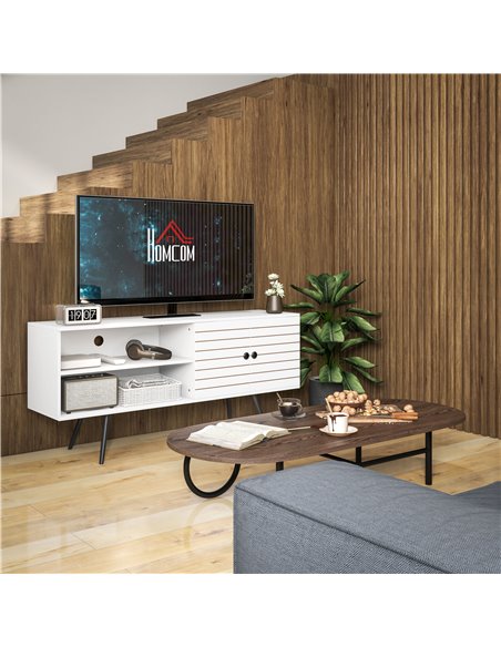 HOMCOM TV Stand Cabinet for 65 Inch TVs, TV Unit with Open Shelves, Soft-close Door & Cable Holes, Entertainment for Living Room - pic 86176 | FastDaddyshop