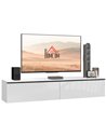 HOMCOM 160cm High Gloss Floating TV Unit Stand for TVs up to 70", Wall Mounted TV Cabinet with Storage Cupboards, White 839-540V