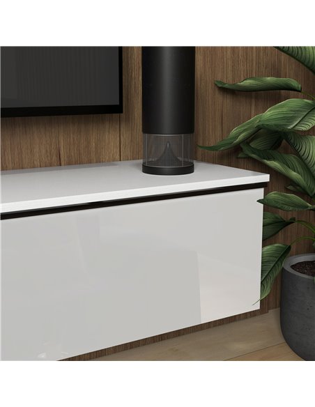 HOMCOM 160cm High Gloss Floating TV Unit Stand for TVs up to 70", Wall Mounted TV Cabinet with Storage Cupboards, White 839-540V - pic 86185 | FastDaddyshop