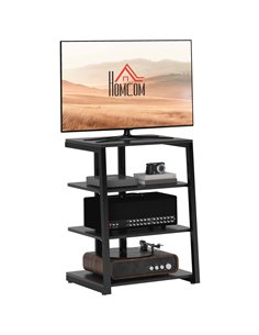 HOMCOM TV Stand Cabinet for 28 Inch TVs, Corner TV Unit with Open Adjustable Shelves and Extension Lead Holder, Entertainment Un