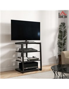 HOMCOM TV Stand Cabinet for 28 Inch TVs, Corner TV Unit with Open Adjustable Shelves and Extension Lead Holder, Entertainment Un 2