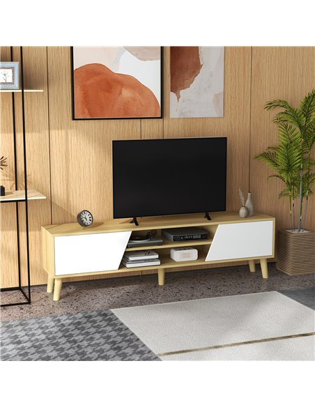 HOMCOM TV Stand Cabinet, TV Unit for TVs up to 65", TV Cabinet with Storage Shelves and Soft Closing Door Cupboard, Cable Manage - pic 86214 | FastDaddyshop