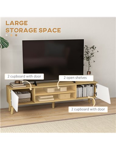 HOMCOM TV Stand Cabinet, TV Unit for TVs up to 65", TV Cabinet with Storage Shelves and Soft Closing Door Cupboard, Cable Manage