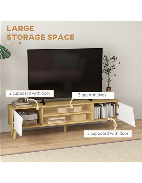 HOMCOM TV Stand Cabinet, TV Unit for TVs up to 65", TV Cabinet with Storage Shelves and Soft Closing Door Cupboard, Cable Manage - pic 86216 | FastDaddyshop