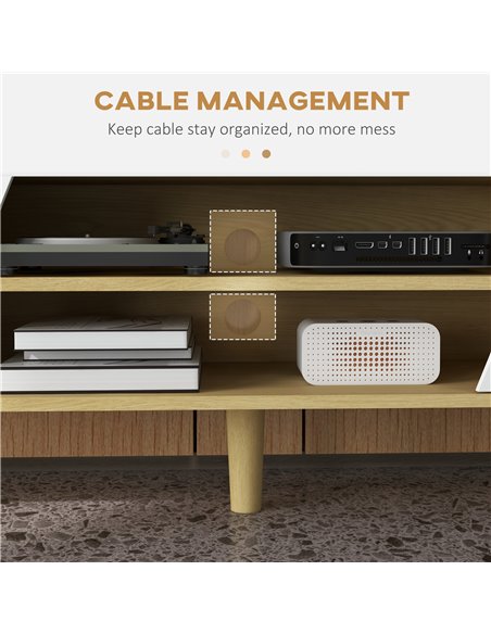 HOMCOM TV Stand Cabinet, TV Unit for TVs up to 65", TV Cabinet with Storage Shelves and Soft Closing Door Cupboard, Cable Manage - pic 86217 | FastDaddyshop
