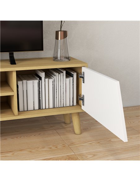 HOMCOM TV Stand Cabinet, TV Unit for TVs up to 65", TV Cabinet with Storage Shelves and Soft Closing Door Cupboard, Cable Manage - pic 86219 | FastDaddyshop