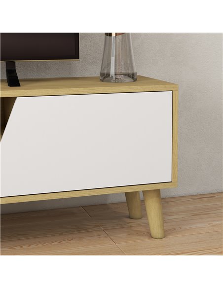 HOMCOM TV Stand Cabinet, TV Unit for TVs up to 65", TV Cabinet with Storage Shelves and Soft Closing Door Cupboard, Cable Manage - pic 86221 | FastDaddyshop