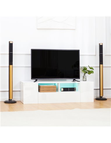 HOMCOM 16 LED Light TV Stand, with Storage - High Gloss White 839-649V00WT
