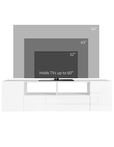 HOMCOM 16 LED Light TV Stand, with Storage - High Gloss White 839-649V00WT