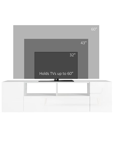 HOMCOM 16 LED Light TV Stand, with Storage - High Gloss White 839-649V00WT - pic 86228 | FastDaddyshop
