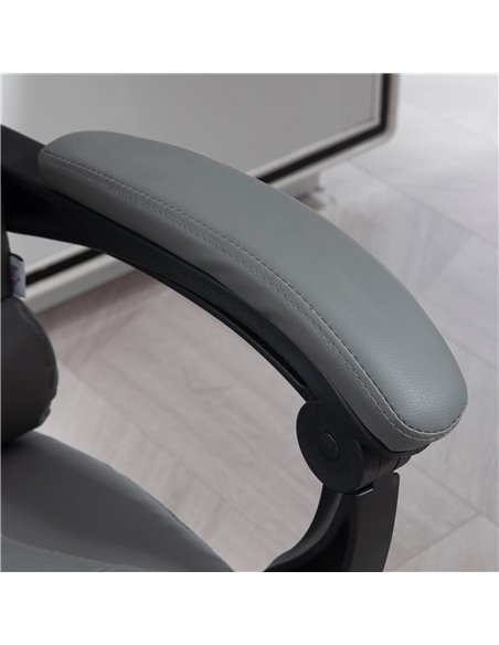 HOMCOM Executive Office Chair, PU Leather Home Office Chair with Swivel Wheels, Reclining Backrest, Retractable Footrest, Grey 9 - pic 86238 | FastDaddyshop