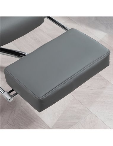 HOMCOM Executive Office Chair, PU Leather Home Office Chair with Swivel Wheels, Reclining Backrest, Retractable Footrest, Grey 9
