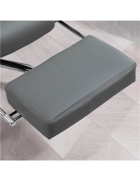 HOMCOM Executive Office Chair, PU Leather Home Office Chair with Swivel Wheels, Reclining Backrest, Retractable Footrest, Grey 9 - pic 86239 | FastDaddyshop