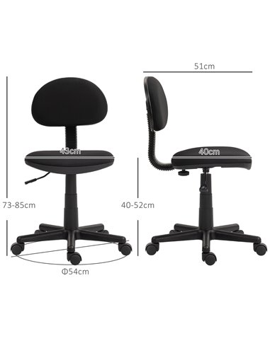 HOMCOM Small Armless Office Chair - Black 921-727V70BK