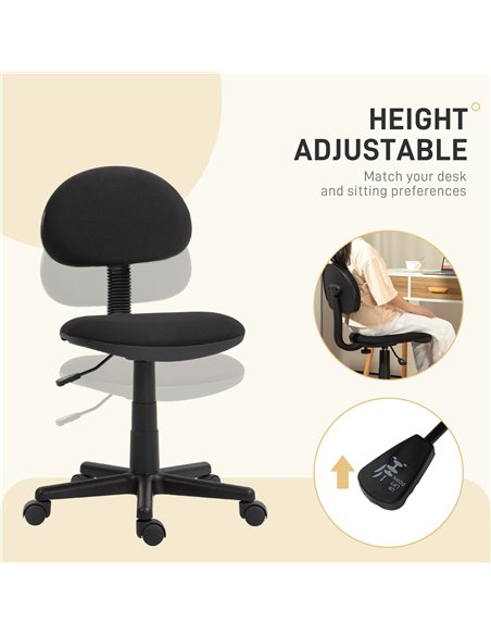 HOMCOM Small Armless Office Chair - Black 921-727V70BK - pic 86243 | FastDaddyshop