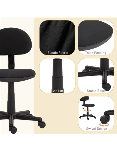 HOMCOM Small Armless Office Chair - Black 921-727V70BK - pic 86244 | FastDaddyshop