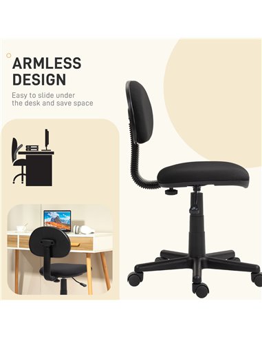 HOMCOM Small Armless Office Chair - Black 921-727V70BK