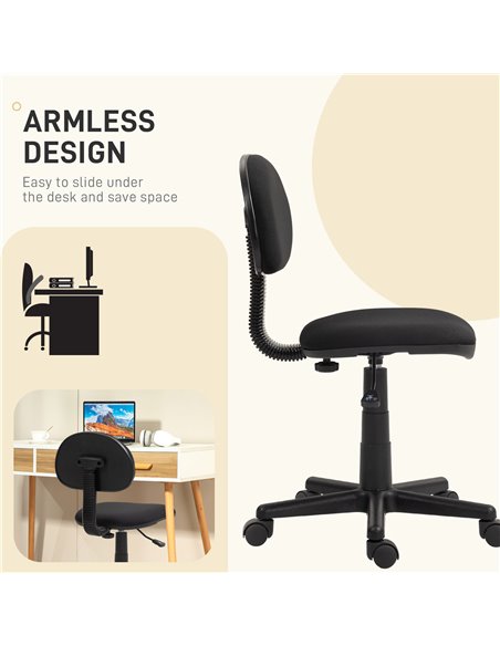 HOMCOM Small Armless Office Chair - Black 921-727V70BK - pic 86245 | FastDaddyshop