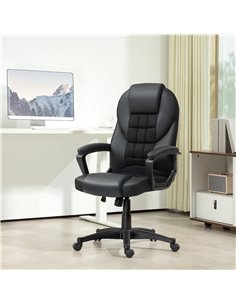 HOMCOM Executive Office Chair, PU Leather High Back Desk Chair, Swivel Computer Chair with Adjustable Height and Tilt Function,  2