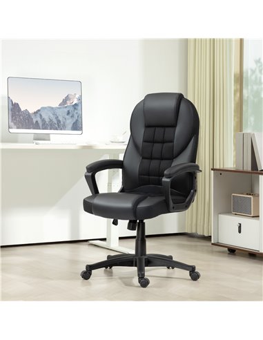 HOMCOM Executive Office Chair, PU Leather High Back Desk Chair, Swivel Computer Chair with Adjustable Height and Tilt Function, 