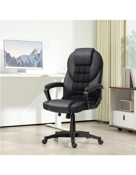 HOMCOM Executive Office Chair, PU Leather High Back Desk Chair, Swivel Computer Chair with Adjustable Height and Tilt Function,  - pic 86250 | FastDaddyshop