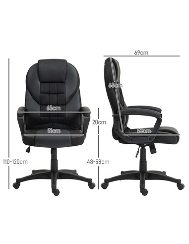 HOMCOM Executive Office Chair, PU Leather High Back Desk Chair, Swivel Computer Chair with Adjustable Height and Tilt Function, 
