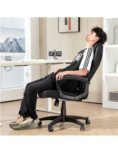HOMCOM Executive Office Chair, PU Leather High Back Desk Chair, Swivel Computer Chair with Adjustable Height and Tilt Function, 