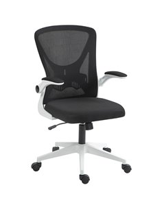 Vinsetto Mesh Office Chair with Flip-Up Armrests, Adjustable Height, Tilt, Ergonomic Desk Chair, Black & White 921-405V72BK