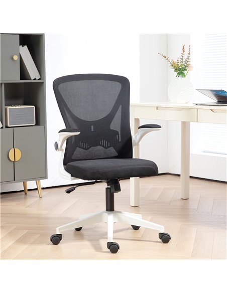 Vinsetto Mesh Office Chair with Flip-Up Armrests, Adjustable Height, Tilt, Ergonomic Desk Chair, Black & White 921-405V72BK - pic 86430 | FastDaddyshop