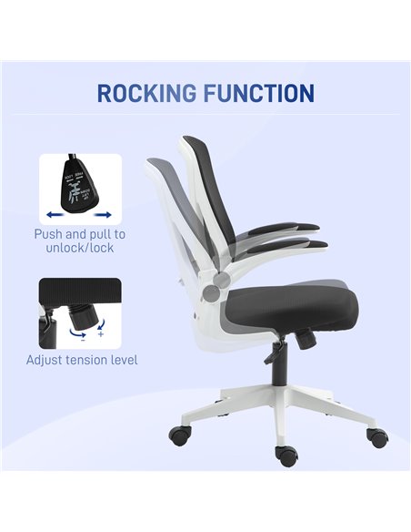 Vinsetto Mesh Office Chair with Flip-Up Armrests, Adjustable Height, Tilt, Ergonomic Desk Chair, Black & White 921-405V72BK - pic 86433 | FastDaddyshop