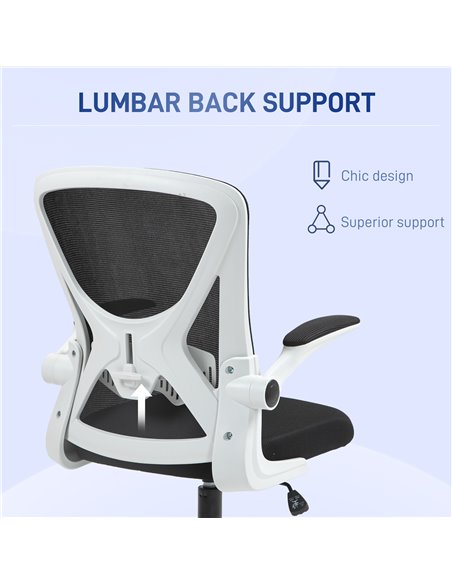 Vinsetto Mesh Office Chair with Flip-Up Armrests, Adjustable Height, Tilt, Ergonomic Desk Chair, Black & White 921-405V72BK - pic 86435 | FastDaddyshop