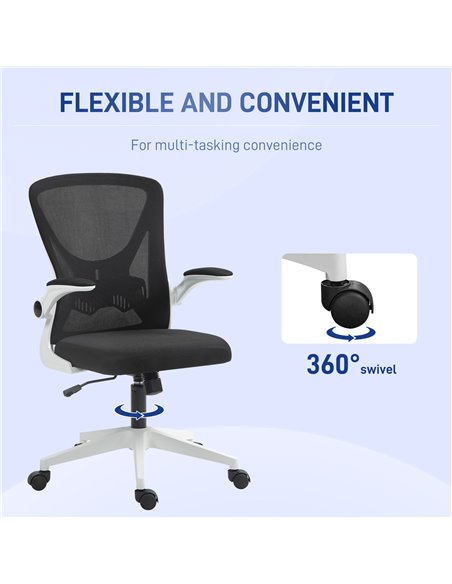 Vinsetto Mesh Office Chair with Flip-Up Armrests, Adjustable Height, Tilt, Ergonomic Desk Chair, Black & White 921-405V72BK - pic 86436 | FastDaddyshop