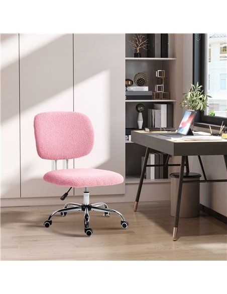 Vinsetto Cute Armless Office Chair Vanity Task Chair with Adjustable Height, Swivel Wheels, Mid Back, Pink 921-689V71PK - pic 86439 | FastDaddyshop