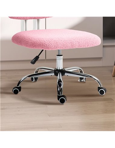 Vinsetto Cute Armless Office Chair Vanity Task Chair with Adjustable Height, Swivel Wheels, Mid Back, Pink 921-689V71PK