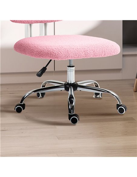 Vinsetto Cute Armless Office Chair Vanity Task Chair with Adjustable Height, Swivel Wheels, Mid Back, Pink 921-689V71PK - pic 86446 | FastDaddyshop