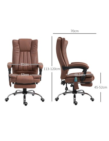 Vinsetto High Back Vibration Massage Office Chair, Executive Office Chair, Heated Reclining Leathaire Fabric Chair w/ Footrest, 
