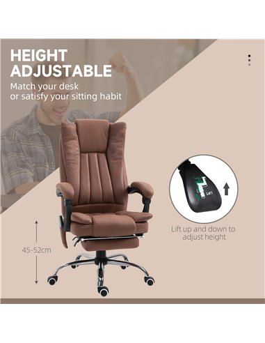 Vinsetto High Back Vibration Massage Office Chair, Executive Office Chair, Heated Reclining Leathaire Fabric Chair w/ Footrest, 