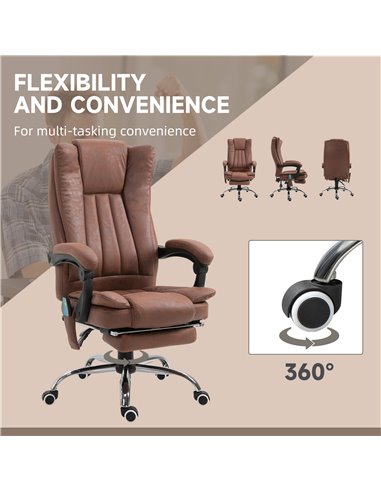 Vinsetto High Back Vibration Massage Office Chair, Executive Office Chair, Heated Reclining Leathaire Fabric Chair w/ Footrest, 