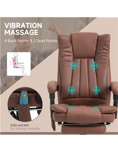 Vinsetto High Back Vibration Massage Office Chair, Executive Office Chair, Heated Reclining Leathaire Fabric Chair w/ Footrest, 