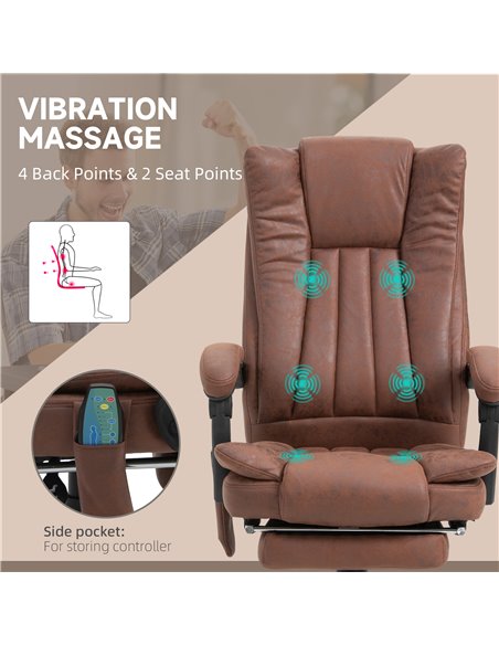 Vinsetto High Back Vibration Massage Office Chair, Executive Office Chair, Heated Reclining Leathaire Fabric Chair w/ Footrest,  - pic 86452 | FastDaddyshop