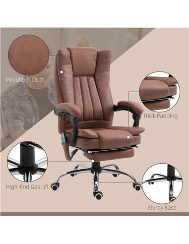 Vinsetto High Back Vibration Massage Office Chair, Executive Office Chair, Heated Reclining Leathaire Fabric Chair w/ Footrest, 
