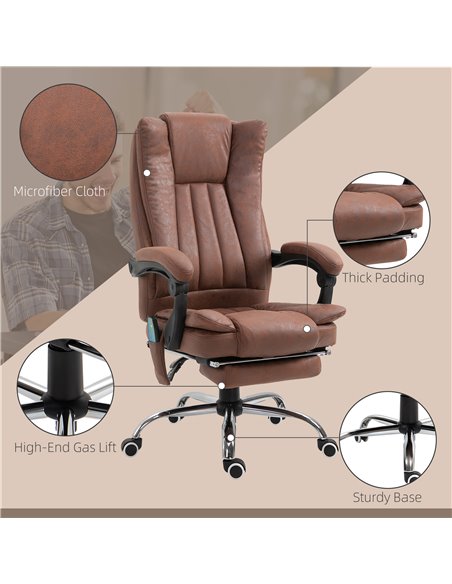 Vinsetto High Back Vibration Massage Office Chair, Executive Office Chair, Heated Reclining Leathaire Fabric Chair w/ Footrest,  - pic 86453 | FastDaddyshop