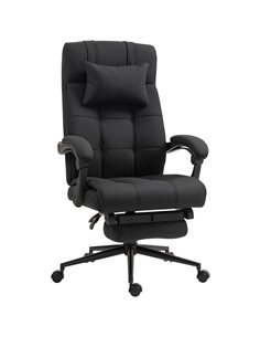 Vinsetto Executive Office Chair with Footrest, Headrest Pillow, Office Desk Chair with Reclining Backrest, Swivel Wheels, Black 