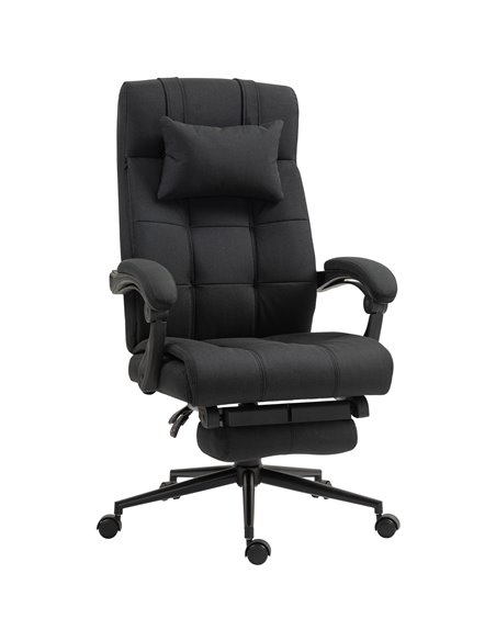 Vinsetto Executive Office Chair with Footrest, Headrest Pillow, Office Desk Chair with Reclining Backrest, Swivel Wheels, Black  - pic 86456 | FastDaddyshop