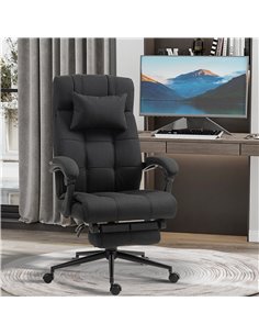 Vinsetto Executive Office Chair with Footrest, Headrest Pillow, Office Desk Chair with Reclining Backrest, Swivel Wheels, Black  2