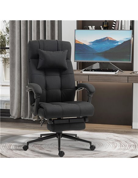 Vinsetto Executive Office Chair with Footrest, Headrest Pillow, Office Desk Chair with Reclining Backrest, Swivel Wheels, Black  - pic 86457 | FastDaddyshop