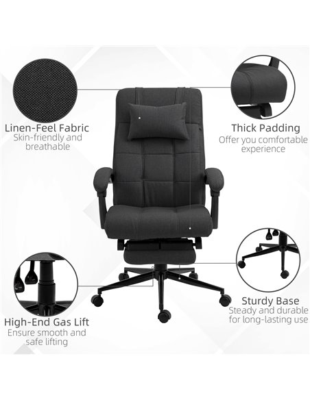 Vinsetto Executive Office Chair with Footrest, Headrest Pillow, Office Desk Chair with Reclining Backrest, Swivel Wheels, Black  - pic 86462 | FastDaddyshop